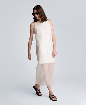 Women's Crewneck Sheer Overlay Dress | Macy's