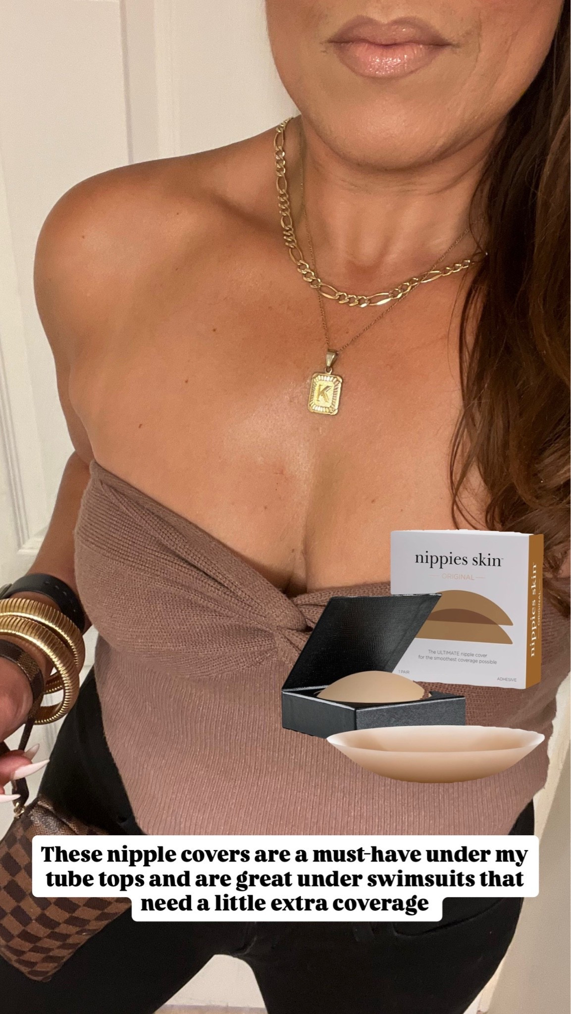 I love this flattering tube top for date night and girls night out! I own it in black and cream too.  This color is ‘Nutmeg.’ These nipple covers are a must-have that I wear underneath it as well as under swimsuits that need a little extra coverage. @amazon #LaidbackLuxeLife

Top: M 

Hey Beautiful! Feel free to comment on this post if you have any questions! 🫶🏽

Follow me for more fashion finds, beauty faves, lifestyle, home decor, sales and more! So glad you’re here!! XO, Karma
