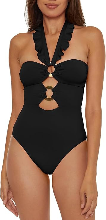 Soluna Swim Buckle Up One Piece Bandeau Swimsuit with Cut Out Neckline and Removable Cups, Bathin... | Amazon (US)