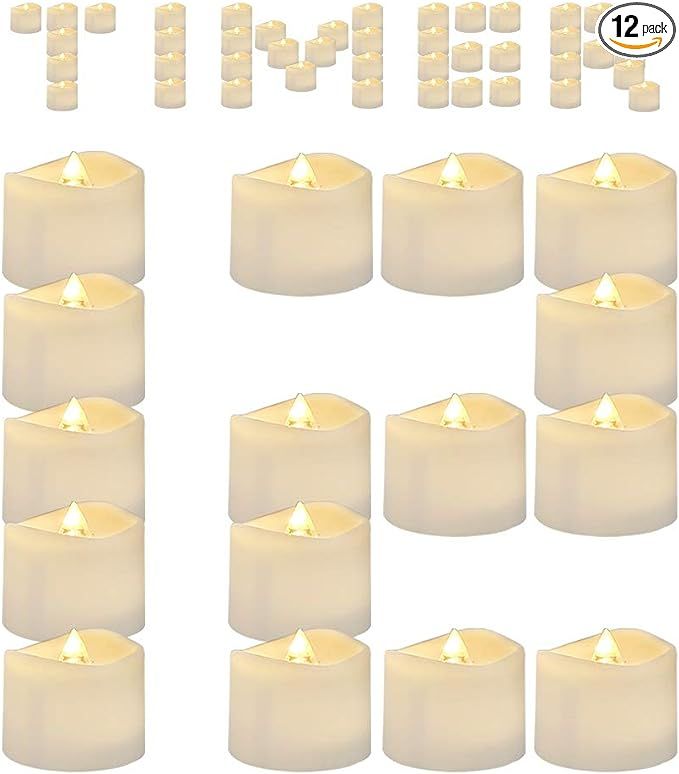AMAGIC Timer Tea Lights 12 Pack, Flameless Flickering LED Tea Light Candles for Christmas Decor, ... | Amazon (US)