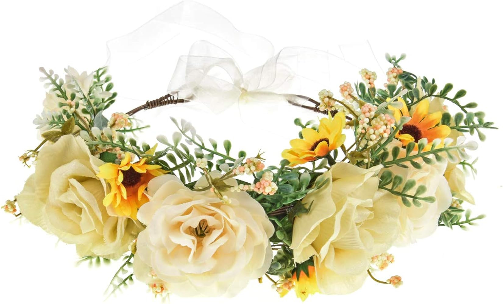 DDazzling Women Flower Headband Wreath Crown Floral Wedding Garland Wedding Festivals Photo Props | Amazon (US)