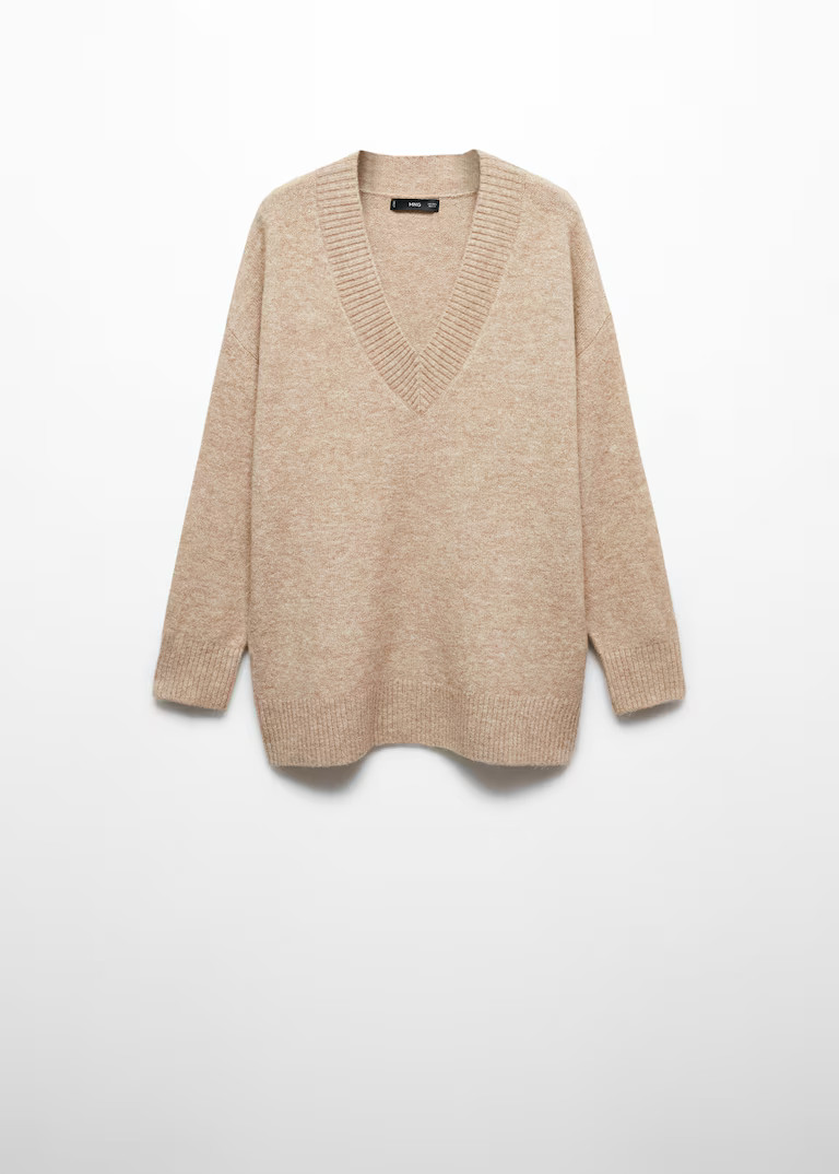 Oversized v-neck sweater -  Women | Mango USA | MANGO (US)