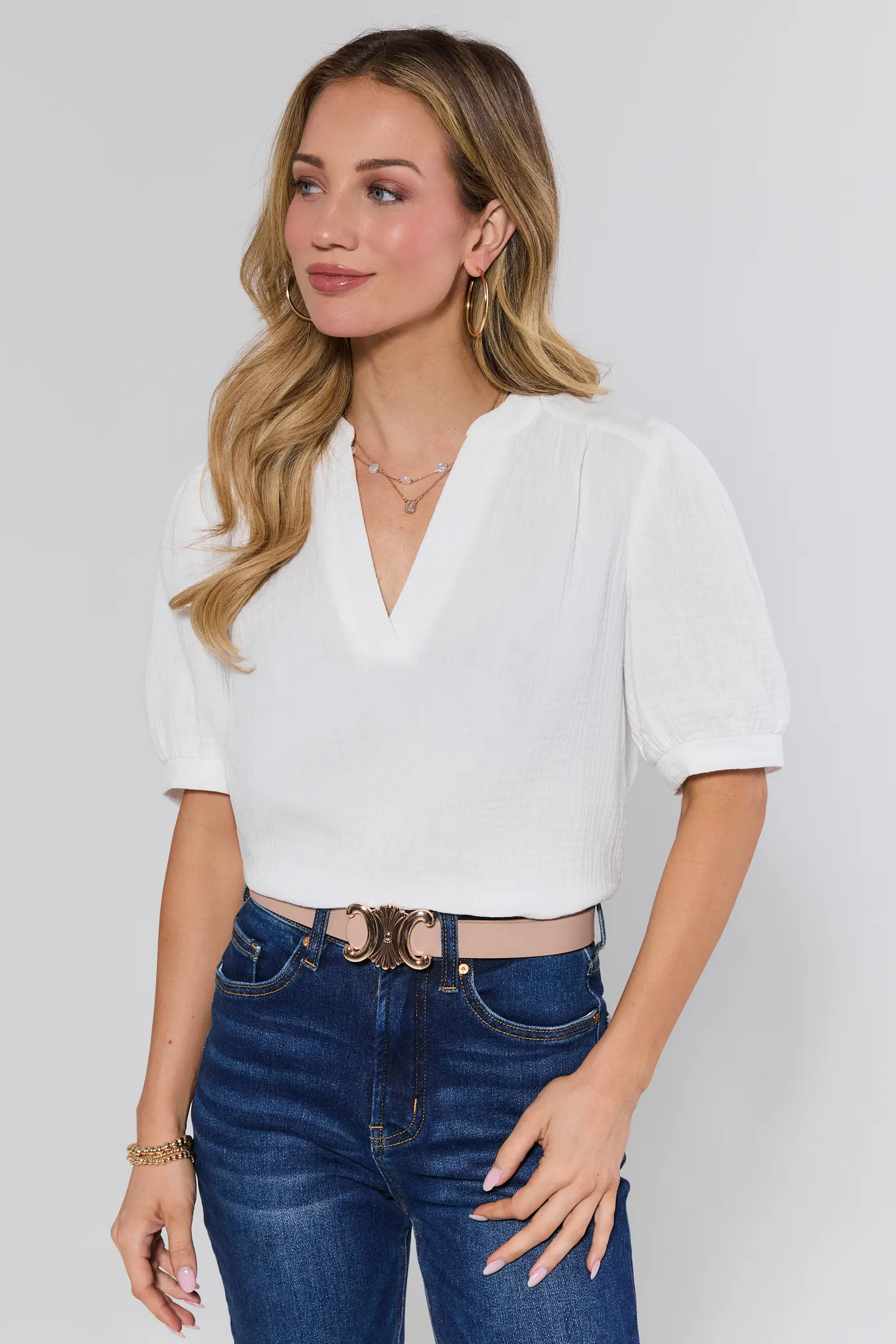 Tammy White Puff Sleeve Top | Avara