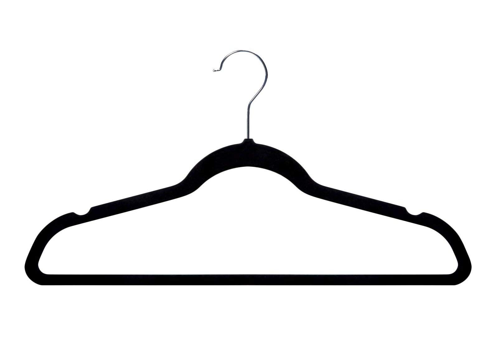 Amazon Basics Slim, Velvet, Non-Slip Suit Clothes Hangers, Black/Silver - Pack of 50 | Amazon (US)