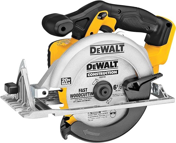 DEWALT 20V MAX Circular Saw, 6-1/2-Inch Blade, 460 MWO Engine, 0-50 Degree Bevel Capability, Bare... | Amazon (US)