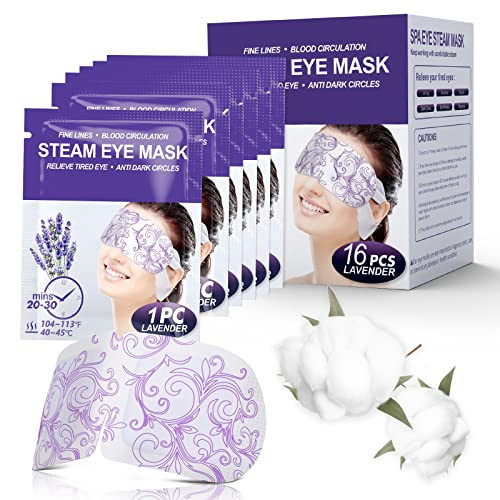16 Packs Steam Eye Masks for Dry Eyes, Lavender Heated Eye Mask, Relief Tired Eyes & Dark Circle, Warm Compress for Puffiness, Disposable Travel Essentials & Relaxation Set for Women, Christmas | Amazon (US)