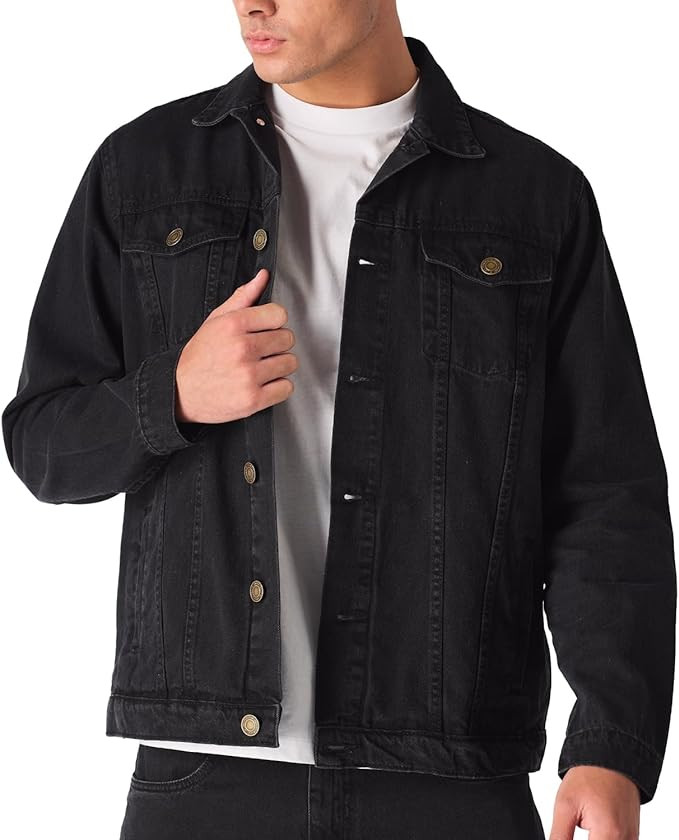 Jean Jacket For Men - Classic Trucker Style Slim Fit Casual Outerwear Button Down Cowboy Cut - Me... | Amazon (US)