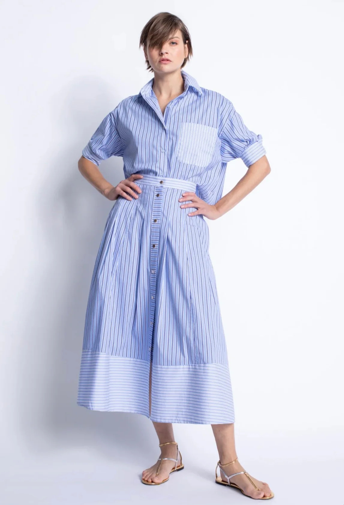 Malaga Stripe Midi Skirt | Sierra Deene