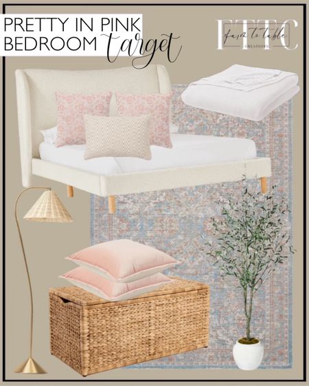 Pretty In Pink Target Bedroom Finds. Follow @farmtotablecreations on Instagram for more inspiration.

Kessler Bed in Cream Faux Shearling - Threshold designed with Studio McGee. Natural Woven Storage Bench. Persian Printed Poly/Wool Handmade Tufted Area Rug Blue/Brown. Trad Printed Floral Dec Pillow Euro - Threshold. Trad Cotton Velvet with Linen Reverse Oblong Dec Pillow. Modern Geo Woven Dec Pillow Oblong Khaki/Ivory. Gooseneck Floor Lamp with Natural Shade. Sweater Knit Bed Blanket. 93" Artificial Olive Tree. Double Cloth Quilt - Threshold. Bedroom Inspo. Pink Bedroom. Young Girls Bedroom. Teen Girls Bedroom. 

#LTKfindsunder50 #LTKhome #LTKxTarget