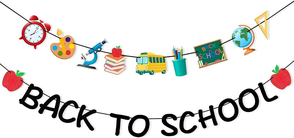 2 Piece Back to School Banner, First Day of School Banner Welcome Back Decorations Garland Classr... | Amazon (US)