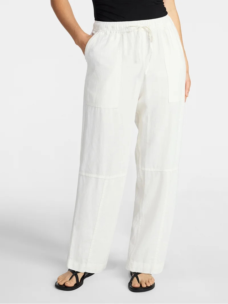 Time and Tru Women's Tapered Linen Blend Pants, Sizes XS-XXXL | Walmart (US)
