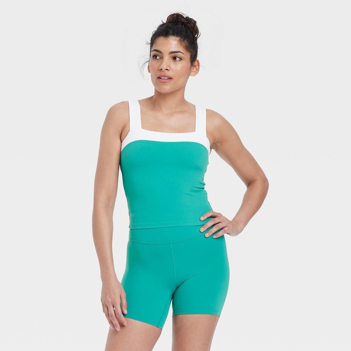 Women's Everyday Soft Square Neck Cropped Tank Top - All In Motion™ | Target