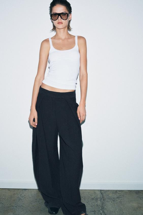 ZW COLLECTION WIDE-LEG PLEATED TROUSERS | Zara UK