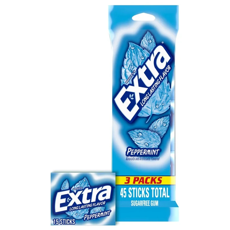 Extra Peppermint Sugar Free Gum Back To School Chewing Gum - 3 Pack | Walmart (US)