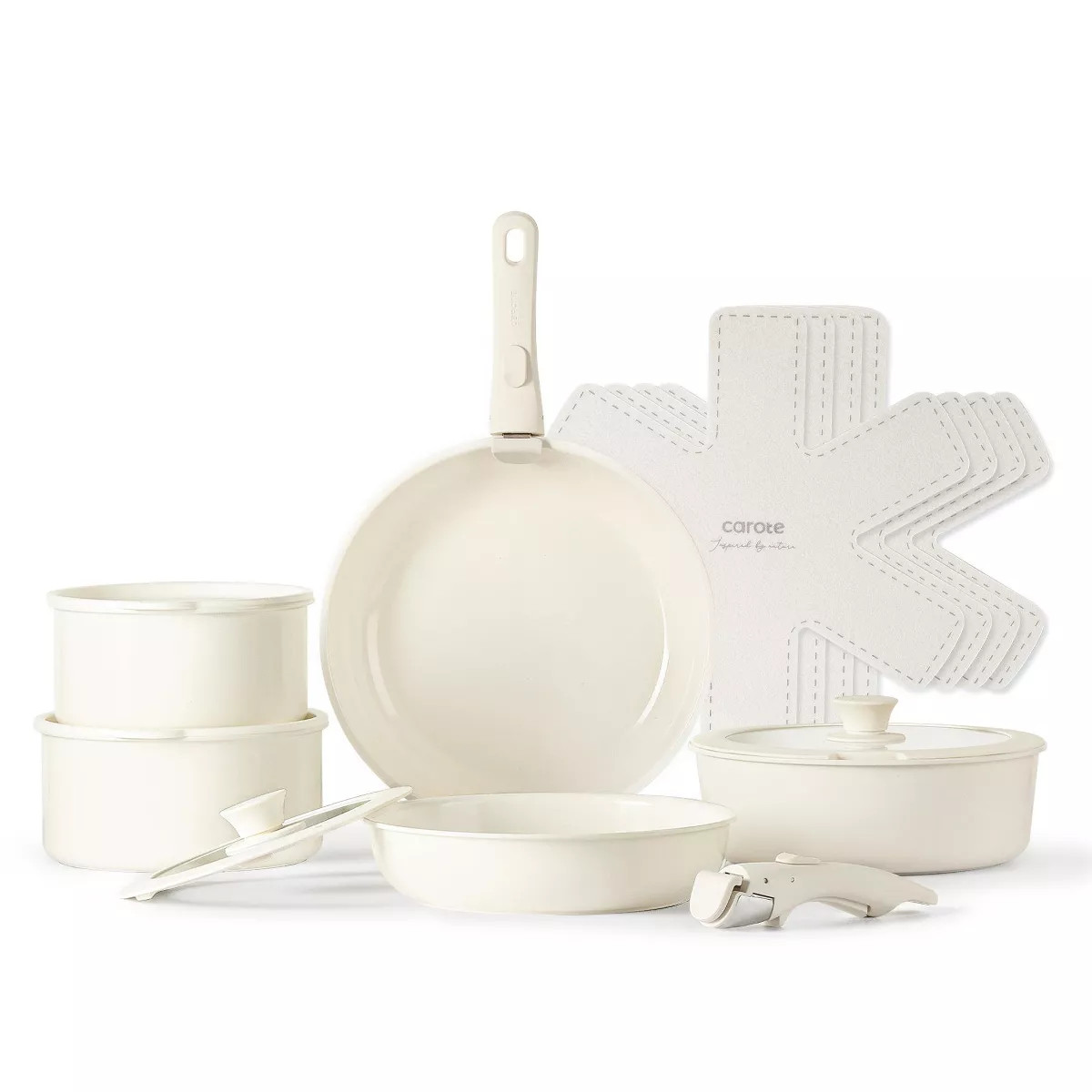 CAROTE 15pc Ceramic Cookware Set with Detachable Handle, White | Target