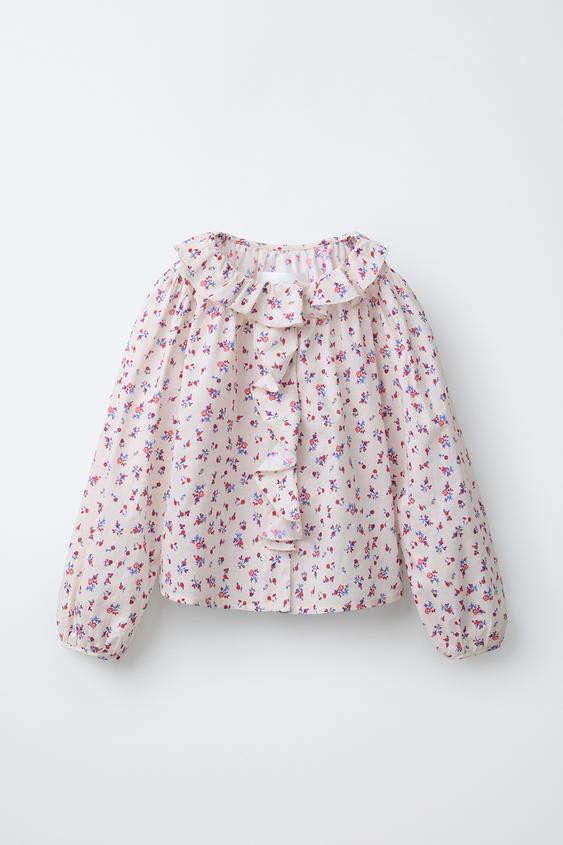 RUFFLED FLORAL SHIRT | Zara US