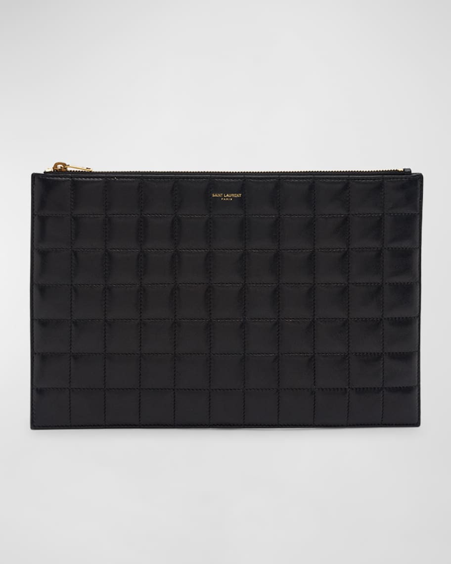 Saint Laurent Quilted Leather Tablet Pouch | Neiman Marcus
