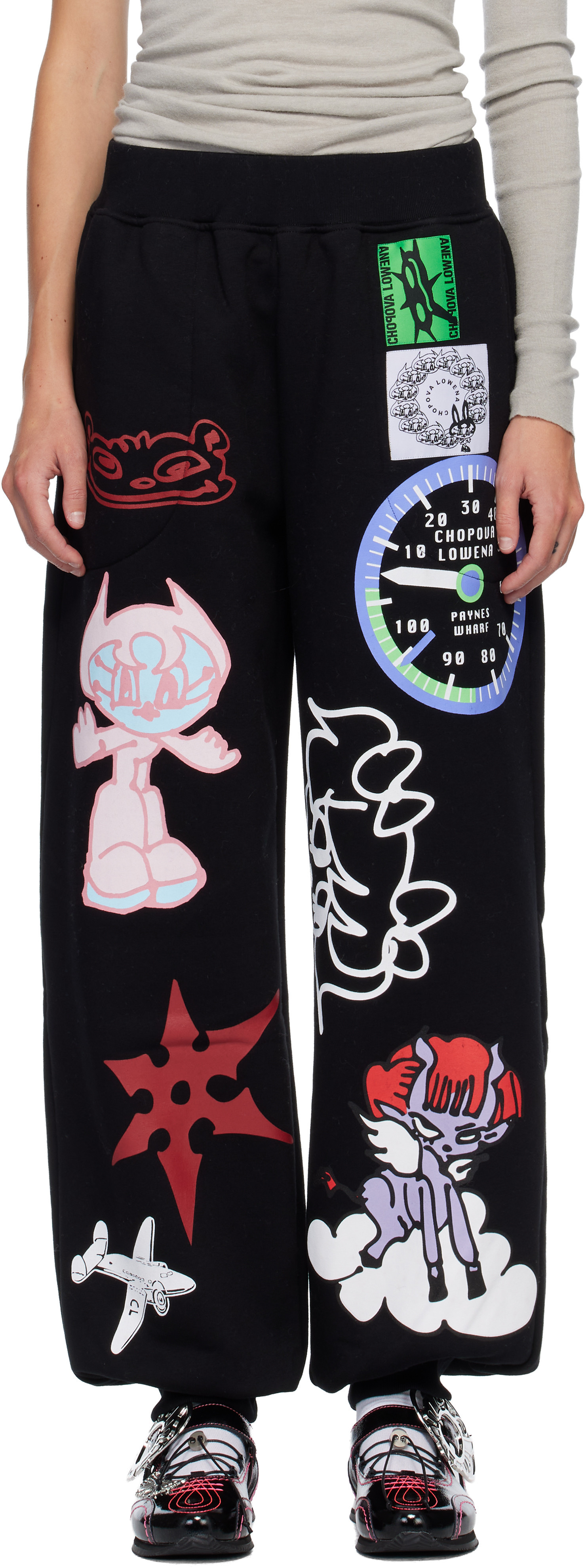 Chopova Lowena Black Flying High Sweatpants | SSENSE