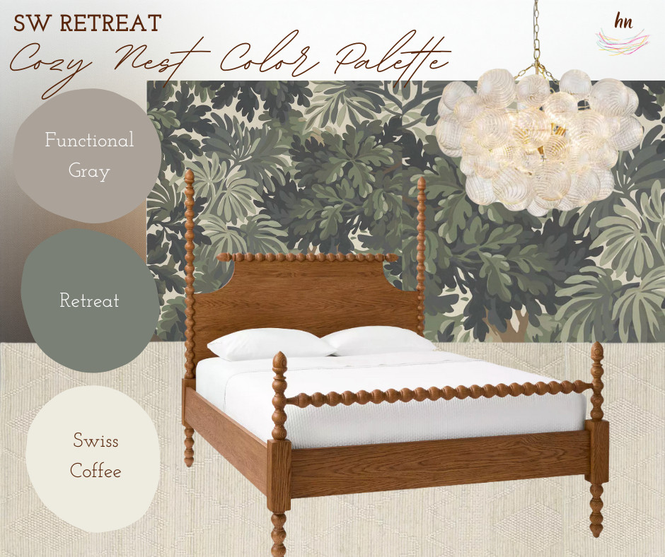 A cozy nest paint palette with SW Retreat! Learn all you need to know about this shade 👉 https://heatherednest.com/sherwin-williams-retreat/ 

 #LTKHome