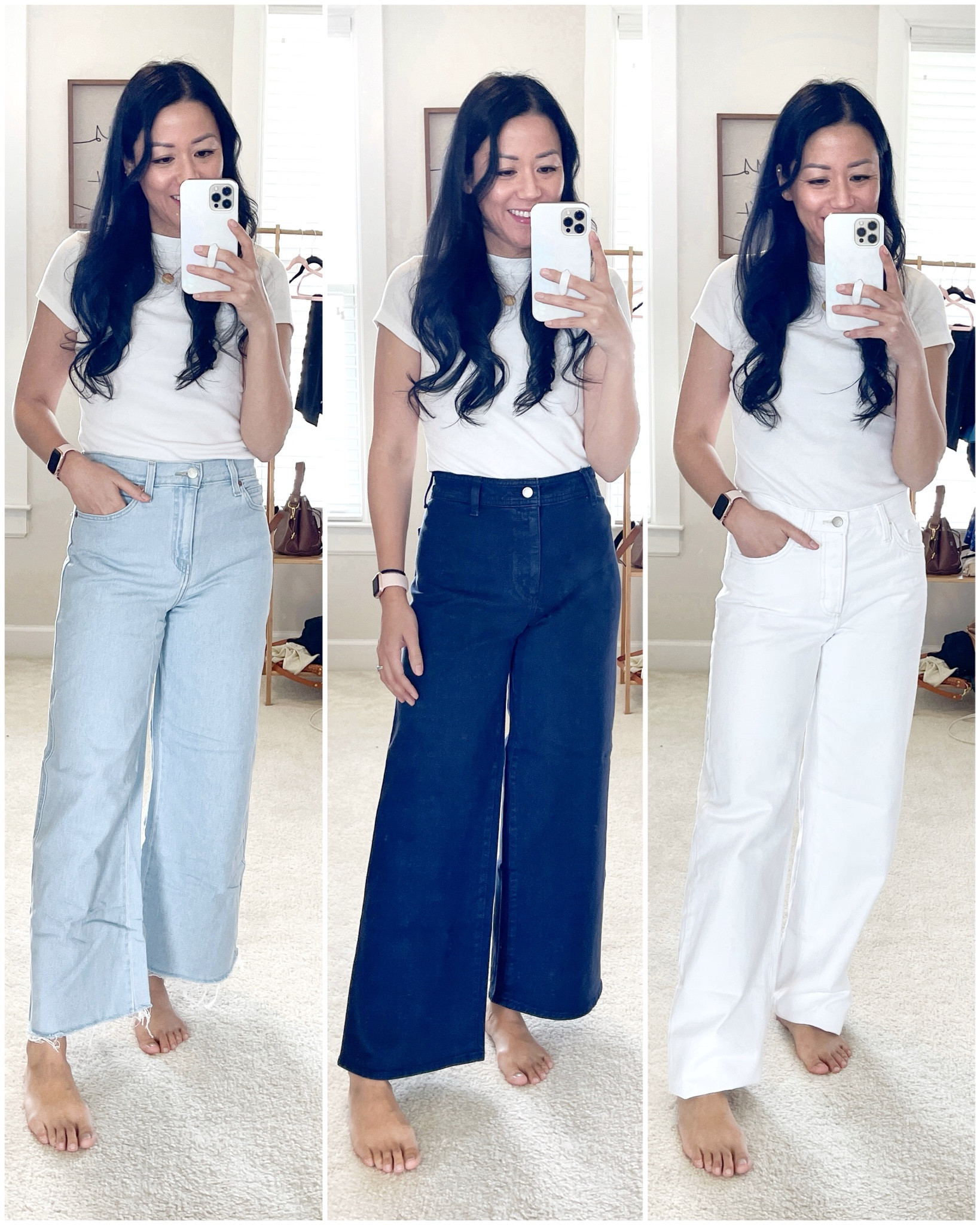 Size small
Size 2 light wash wide leg crop jeans 
Size 2 navy sailor wide leg ankle pants
Size 0 regular baggy jeans (prefer short); I’ll trim a few inches 

Target style
Target jeans
Walmart jeans
Wide leg crop jeans


#LTKSeasonal #LTKover40 #LTKsalealert