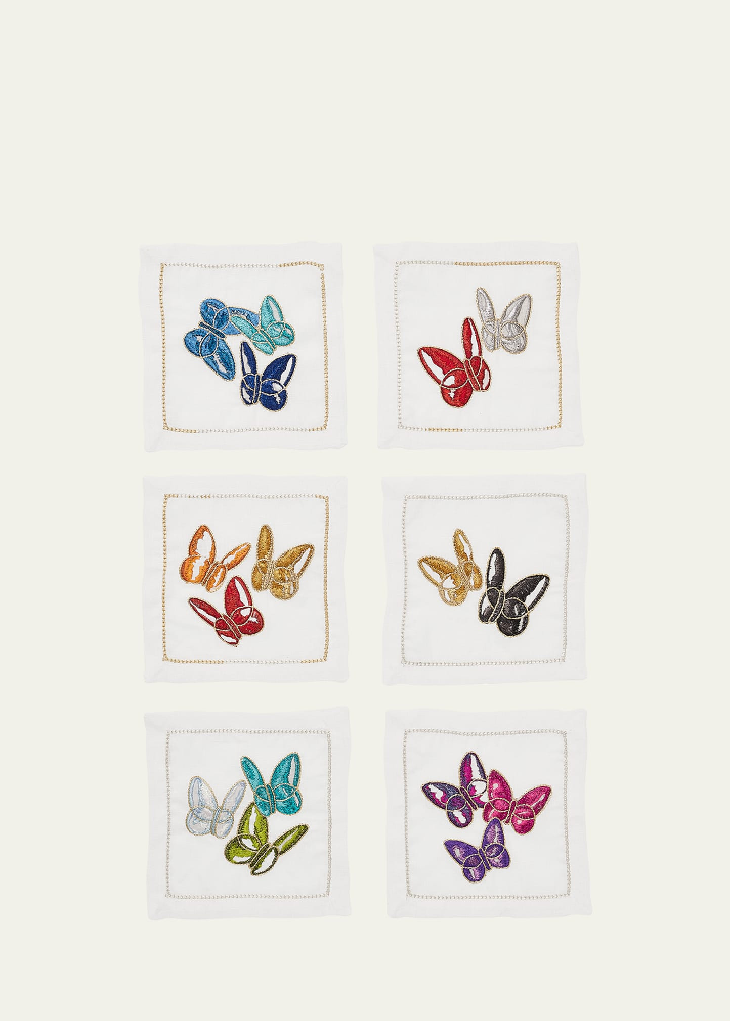 Baccarat x Kim Seybert Butterflies Cocktail Napkins, Set of 6 | Bergdorf Goodman