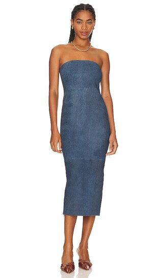 Leather Tube Dress in Denim | Revolve Clothing (Global)