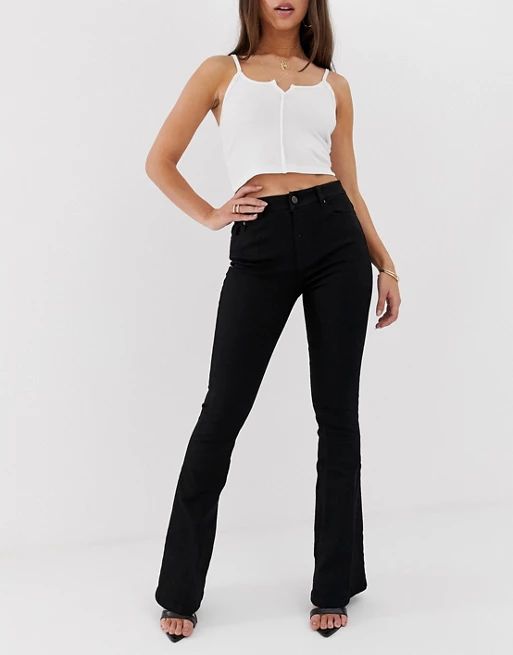 ASOS Bell Flare Jeans In Clean Black With Pressed Crease | ASOS UK