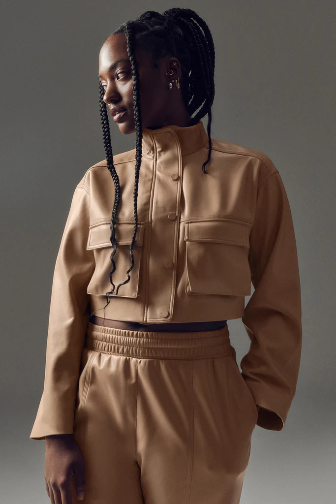 Faux Leather Power Hour Jacket - Toasted Almond | Alo Yoga (US)