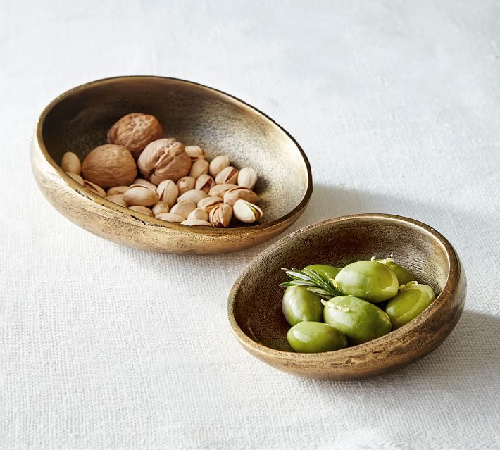 Austin Tumbled Metal Serving Bowls | Pottery Barn | Pottery Barn (US)