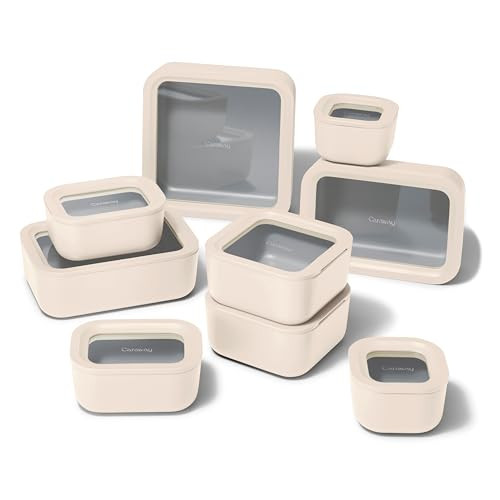 Caraway 13pc Glass Food Storage Container Set - Easy to Store, Non Toxic Lunch Box - with Glass L... | Amazon (US)