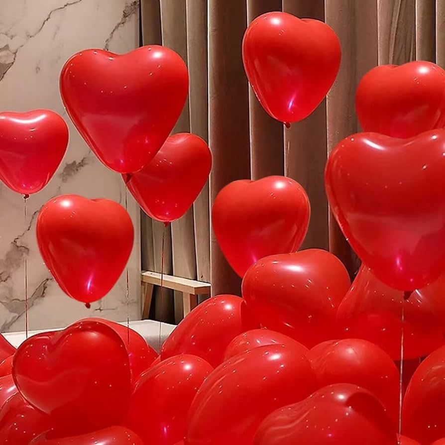 STIMULATE SZXXZZMY 50 10-inch Red Color Heart shaped Latex Balloons for Valentines Day,Propose Ma... | Amazon (US)