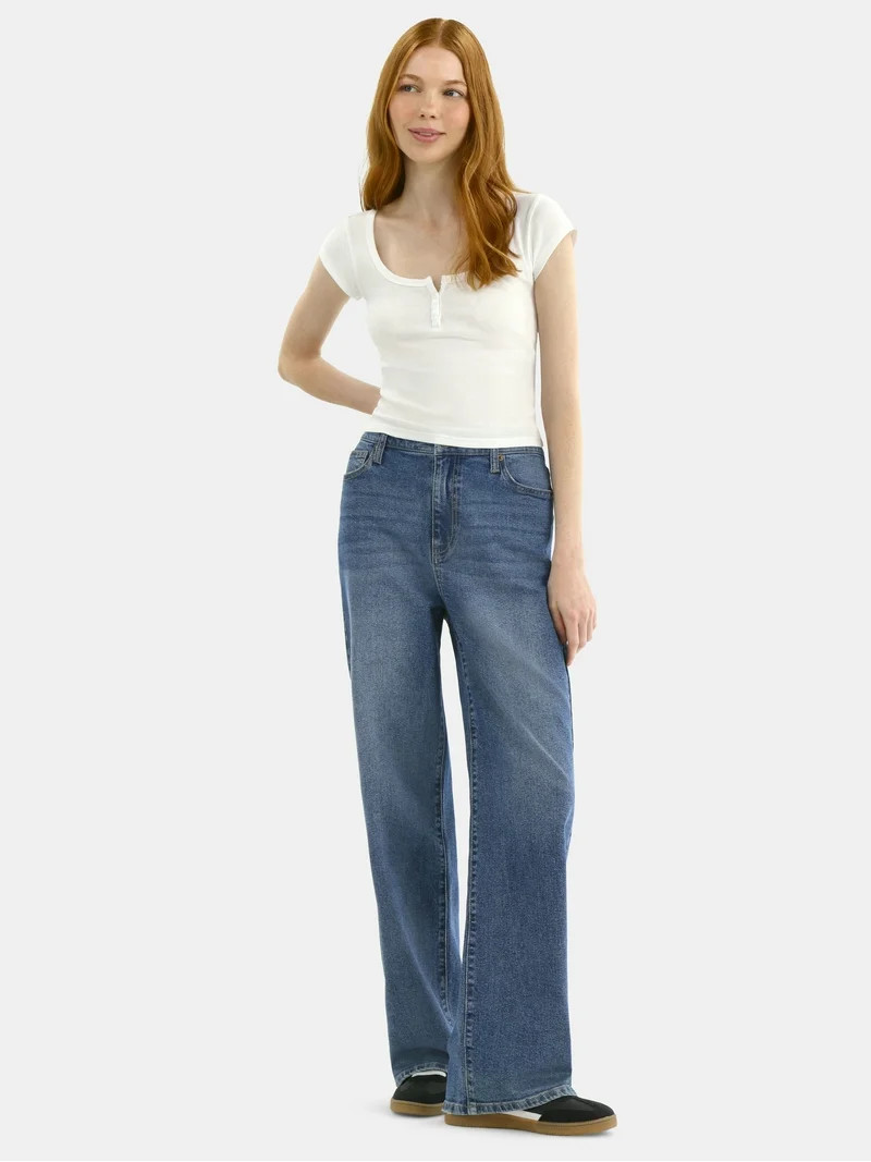 No Boundaries High-Rise Wide-Leg Baggy Pants, 30'' Inseam, Women’s | Walmart (US)