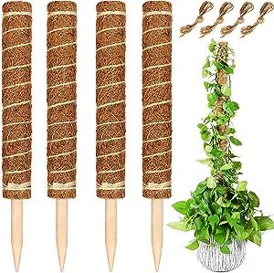 JJGoo Moss Pole, Coco Coir Totem Pole, 50 inch Moss Stick, Plant Support, Plant Stakes, 4 Pack 15... | Amazon (US)