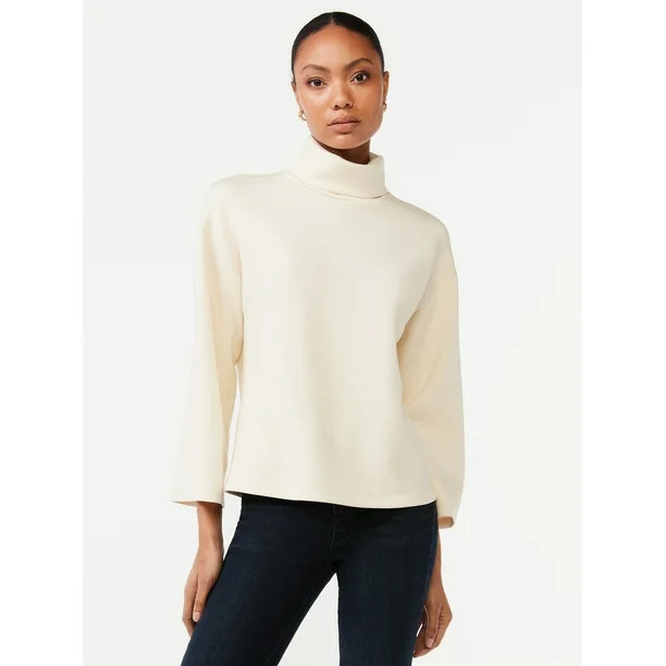 Scoop Women's Scuba Knit High Neck Top | Walmart (US)