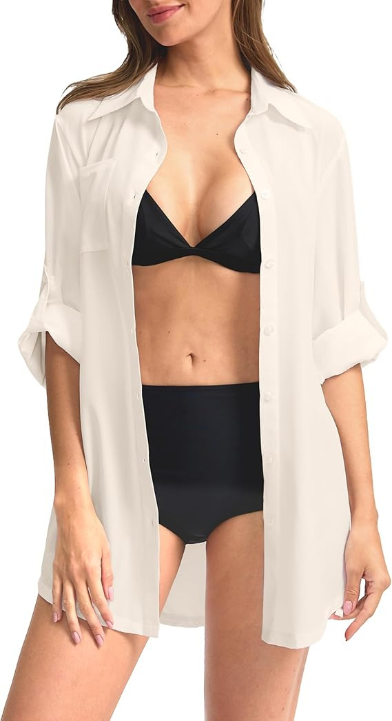 Women's UPF 50+ Long Sleeve UV Sun Protection Shirts Fishing Hiking Button Down Dress Shirt Swim ... | Amazon (US)