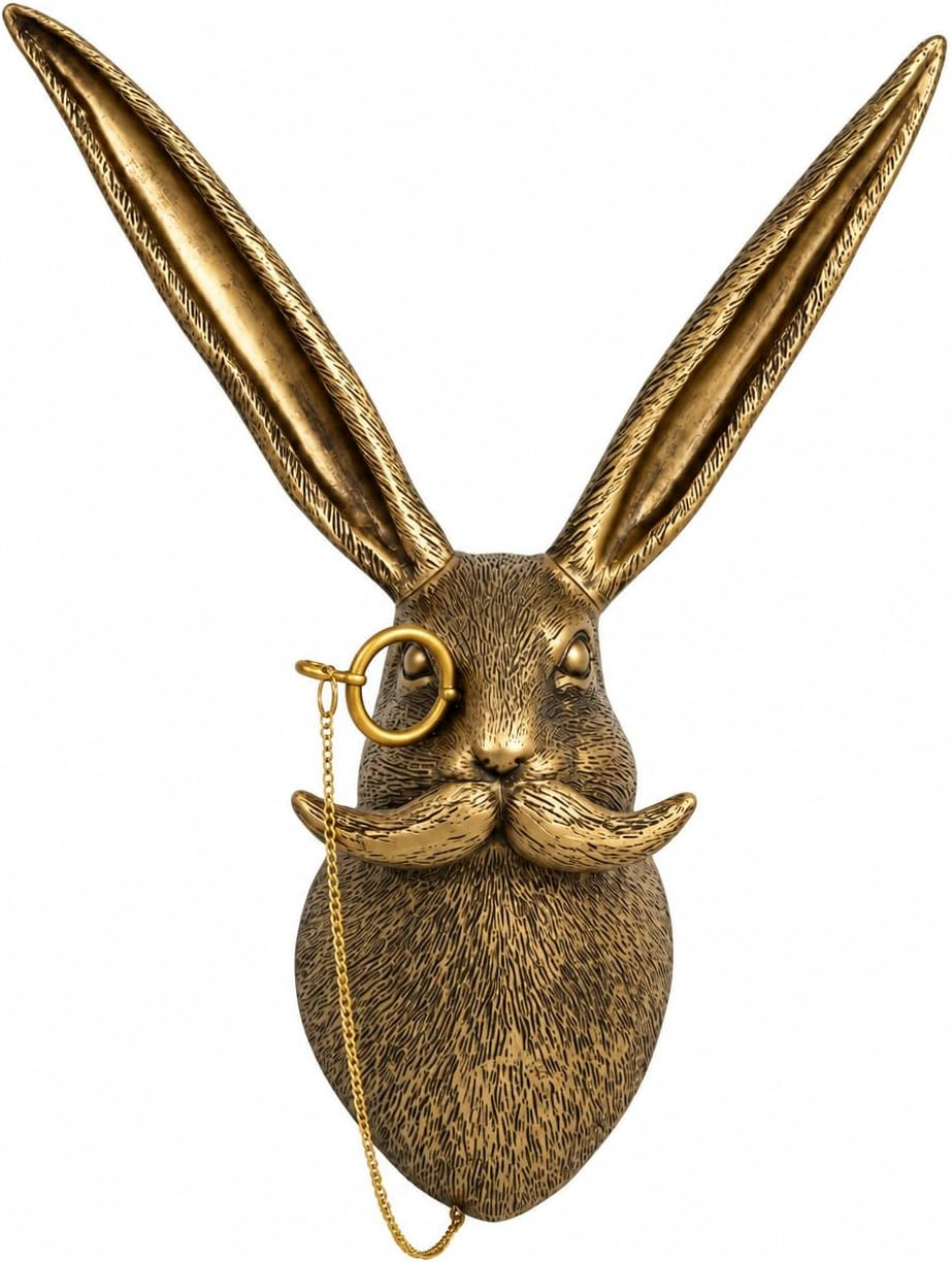UITWMKTG Gold Rabbit Head Wall Decor - Modern Animal Wall Sculpture, Bunny Wall Art for Living Room, Bedroom, Office, Gold Wall Hanging Home Decoration | Amazon (US)
