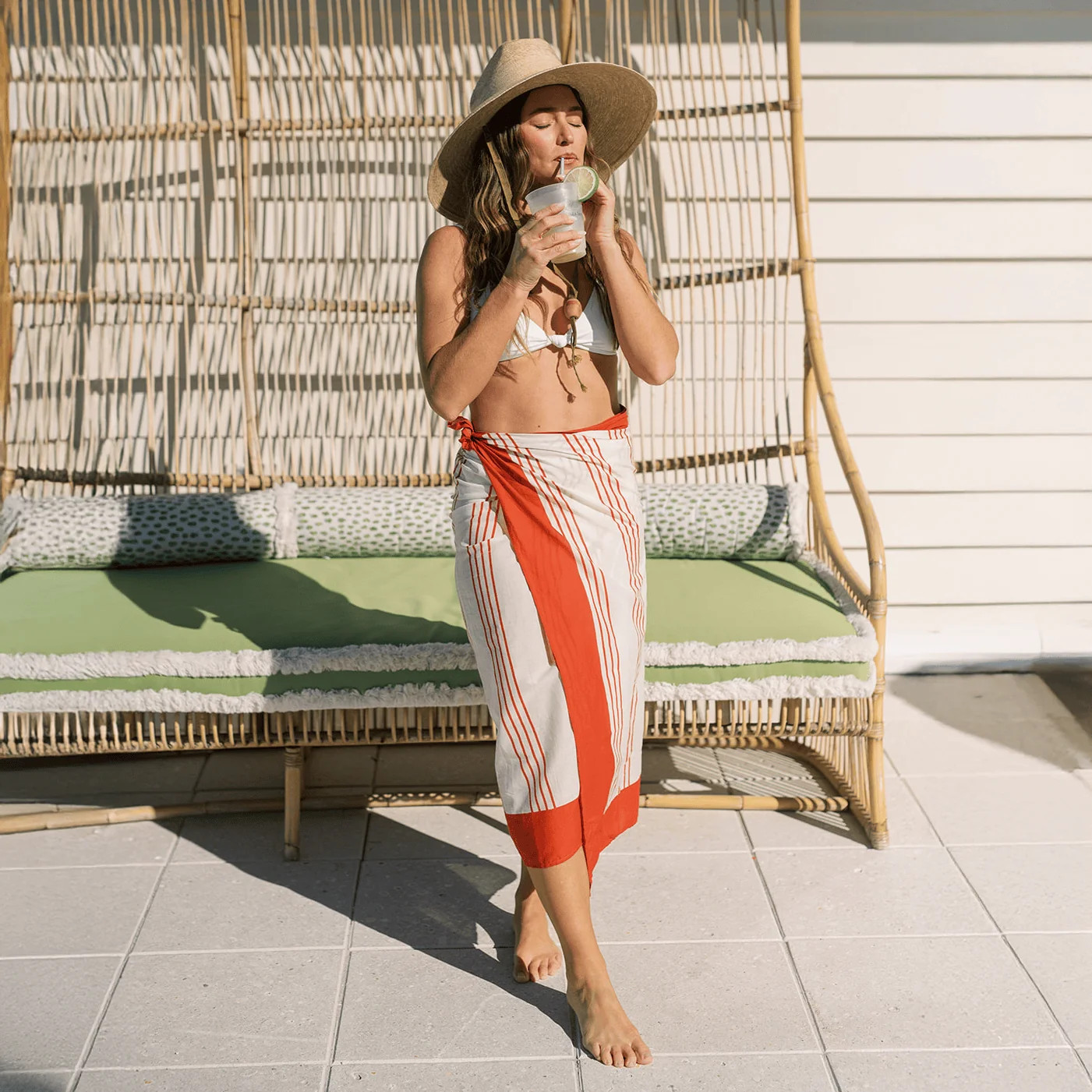 Cherry Pinstripe Sarong | Sunshine Tienda