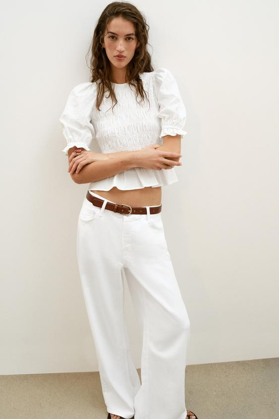 CHECK SMOCKED TOP | Zara UK