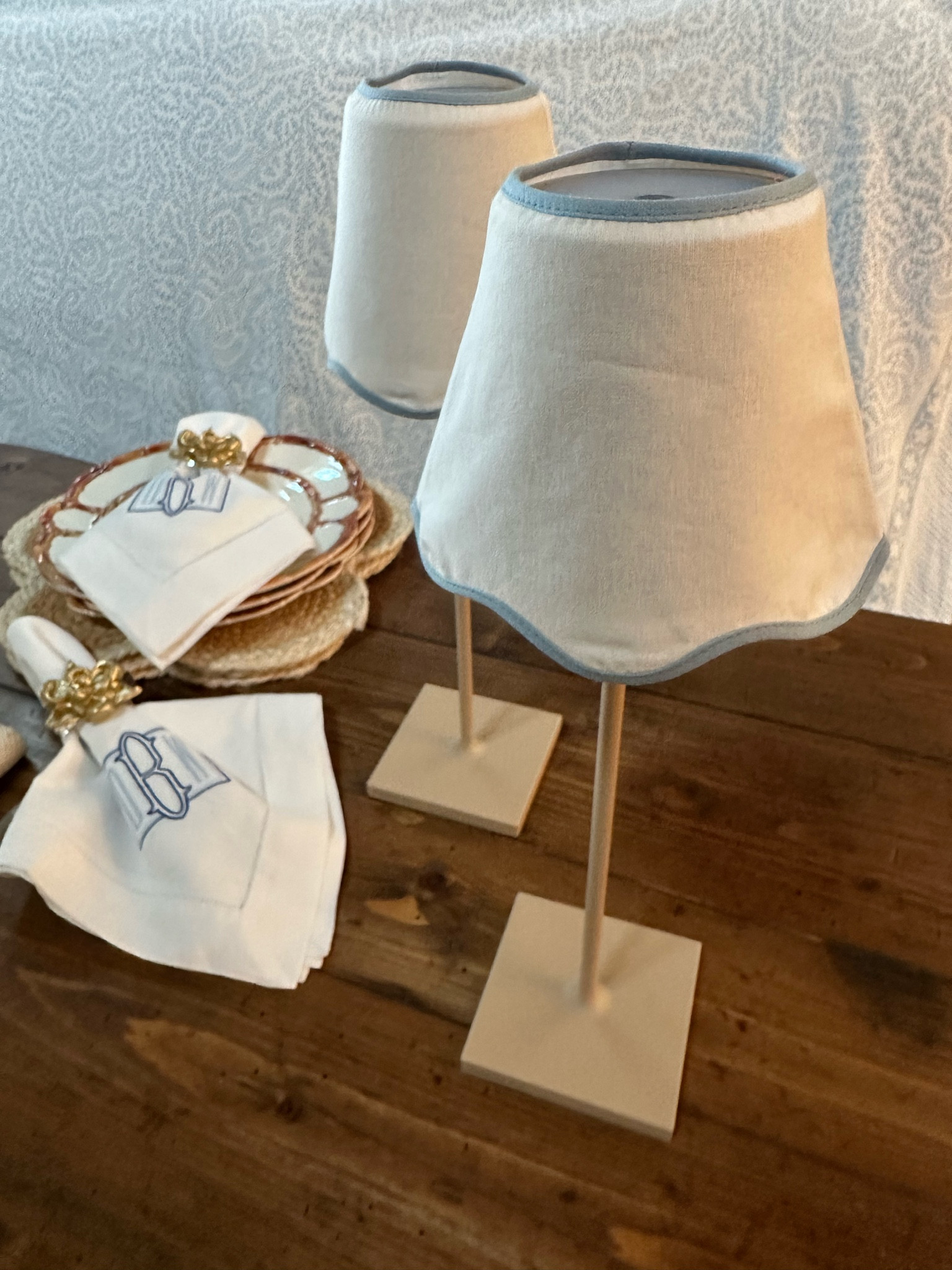 As soon as I saw these Amanda Lindroth table lamp covers at Market I knew I’d be ordering them when they came out! At $19 each they are the cutest upgrade to my favorite tabletop lamps and the rattan pair (shipping in October at $39 each) will be my next buy. 

I’ve linked the original rechargeable tabletop lamp brand that they fit perfectly but have also linked more affordable options on Amazon that come in a variety of colors that the shades should also fit on! 

I can’t wait to share the full table I’ve schemed up for my bachelorette weekend soon. 

#LTKunder100 #LTKunder50 #LTKhome