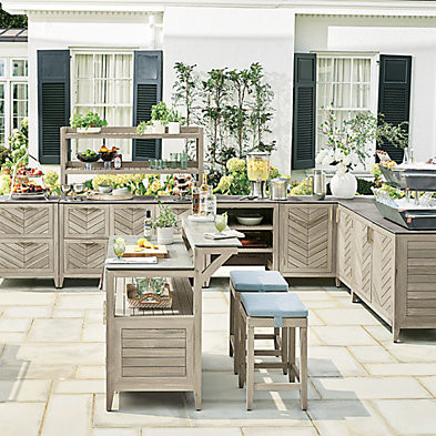 Westport Teak Outdoor Kitchen in Weathered | Frontgate