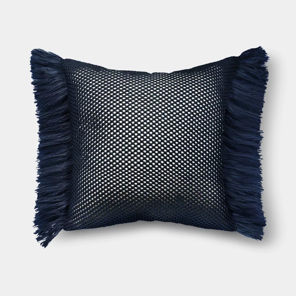 20"x20" Faux Natural Knit Fringed Pillow Navy - Threshold™ | Target