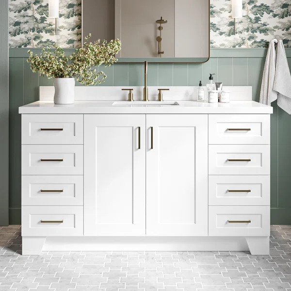 Frew 60" Single Bathroom Vanity with White Quartz Top | Wayfair North America
