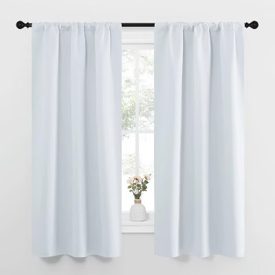NICETOWN Thermal Insulated Grayish White Curtains 2 Panels 34"x63" Rod Pocket Room Darkening Noise Reducing Drapes | Target