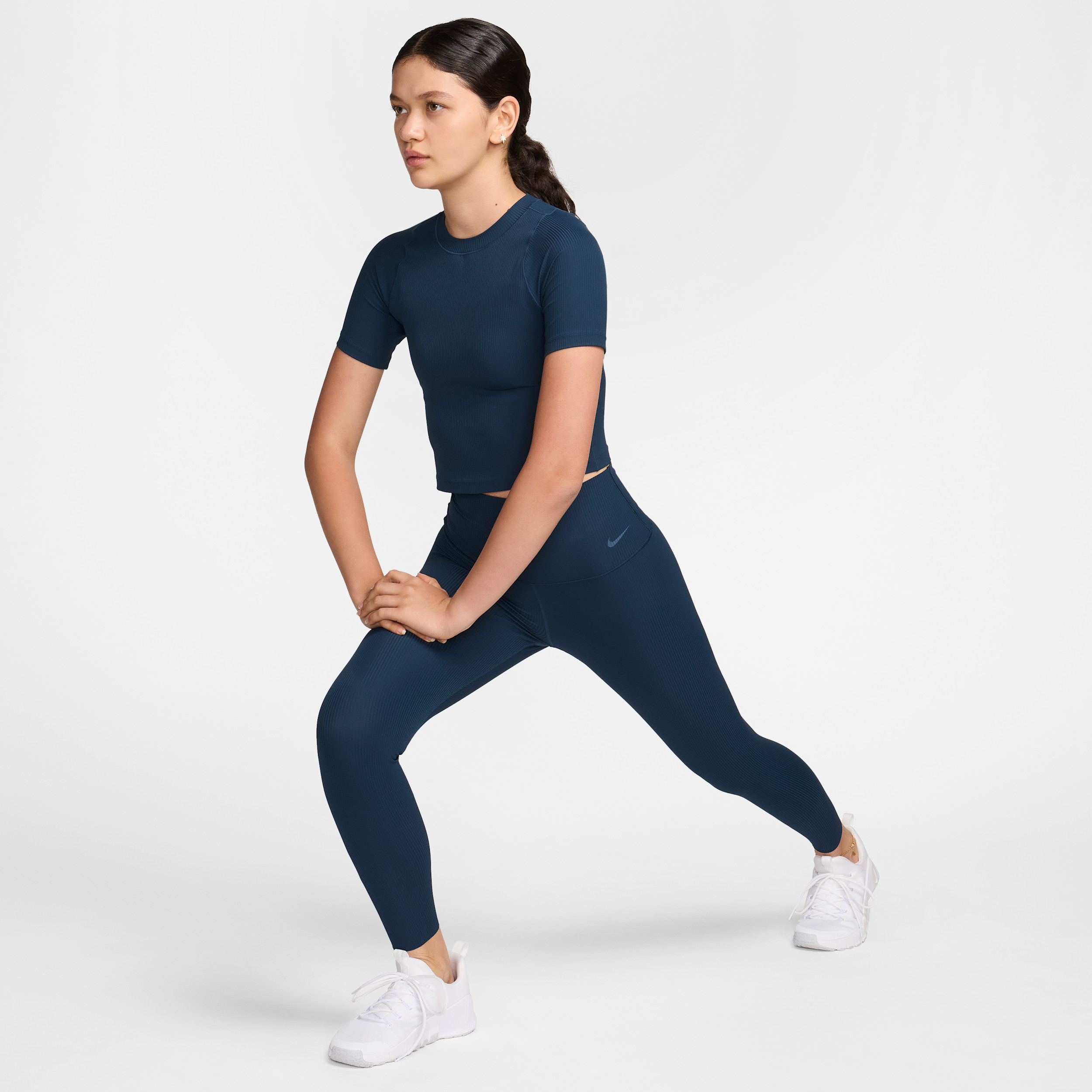 Nike Women's Zenvy Rib High-Waisted 7/8 Leggings in Blue | HF1443-478 | Nike (US)