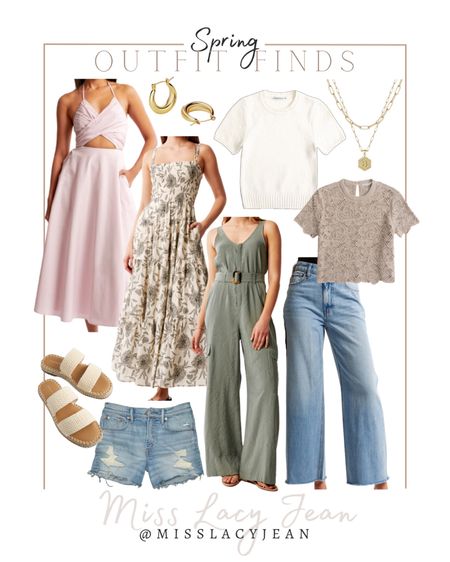 Spring outfit finds include crochet top, sweater tee, gold necklace, gold earrings, spring dress, denim shorts, and slide sandals.

Spring outfit, spring dress, spring jeans, denim jeans, jumpsuit

#LTKstyletip #LTKshoecrush #LTKfindsunder100