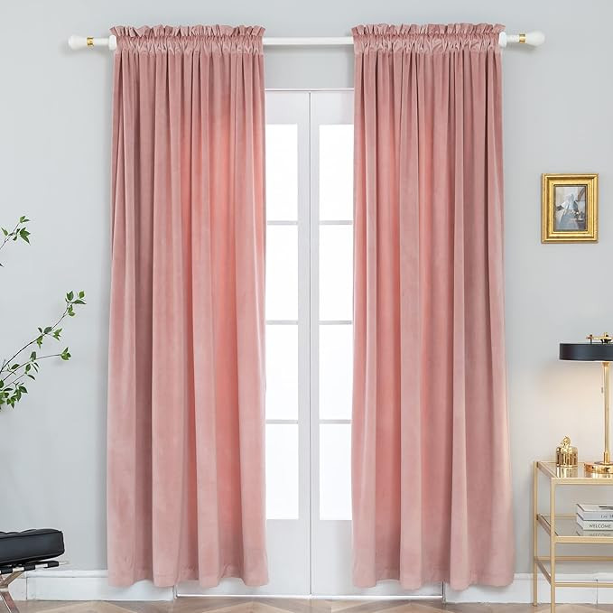 PLEASANT BOULEVARD Velvet Curtains [2 Panels] Heavy Blackout Window Drapes with Rod Pocket, Therm... | Amazon (US)