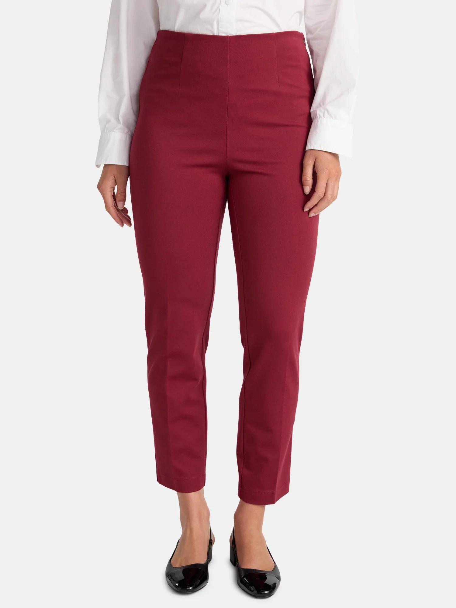Time and Tru Women's Slim Straight Ponte Knit Dress Pants, 27” Inseam, Sizes XS-XXL | Walmart (US)