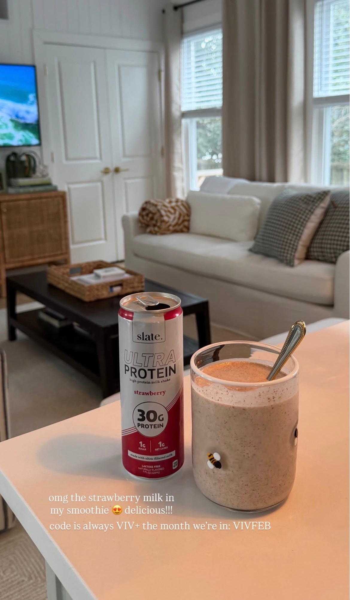 [2/19/26] omg the strawberry milk in my smoothie 😍 delicious!!!! linking my cute cup from @Anthropologie 

#LTKmorningroutine #LTKfoodie #LTKHome