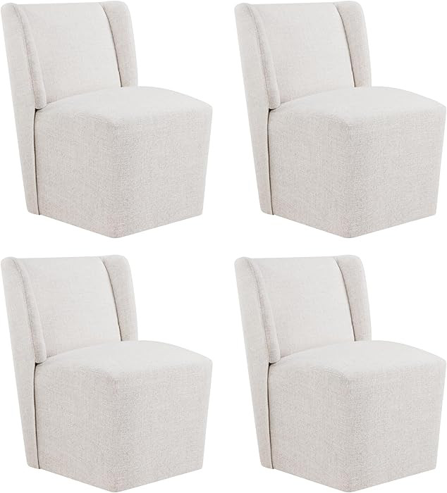 KISLOT Upholstered Dining Chairs Set of 4 with Casters, Wingback Modern Side Armless Deskchair wi... | Amazon (US)