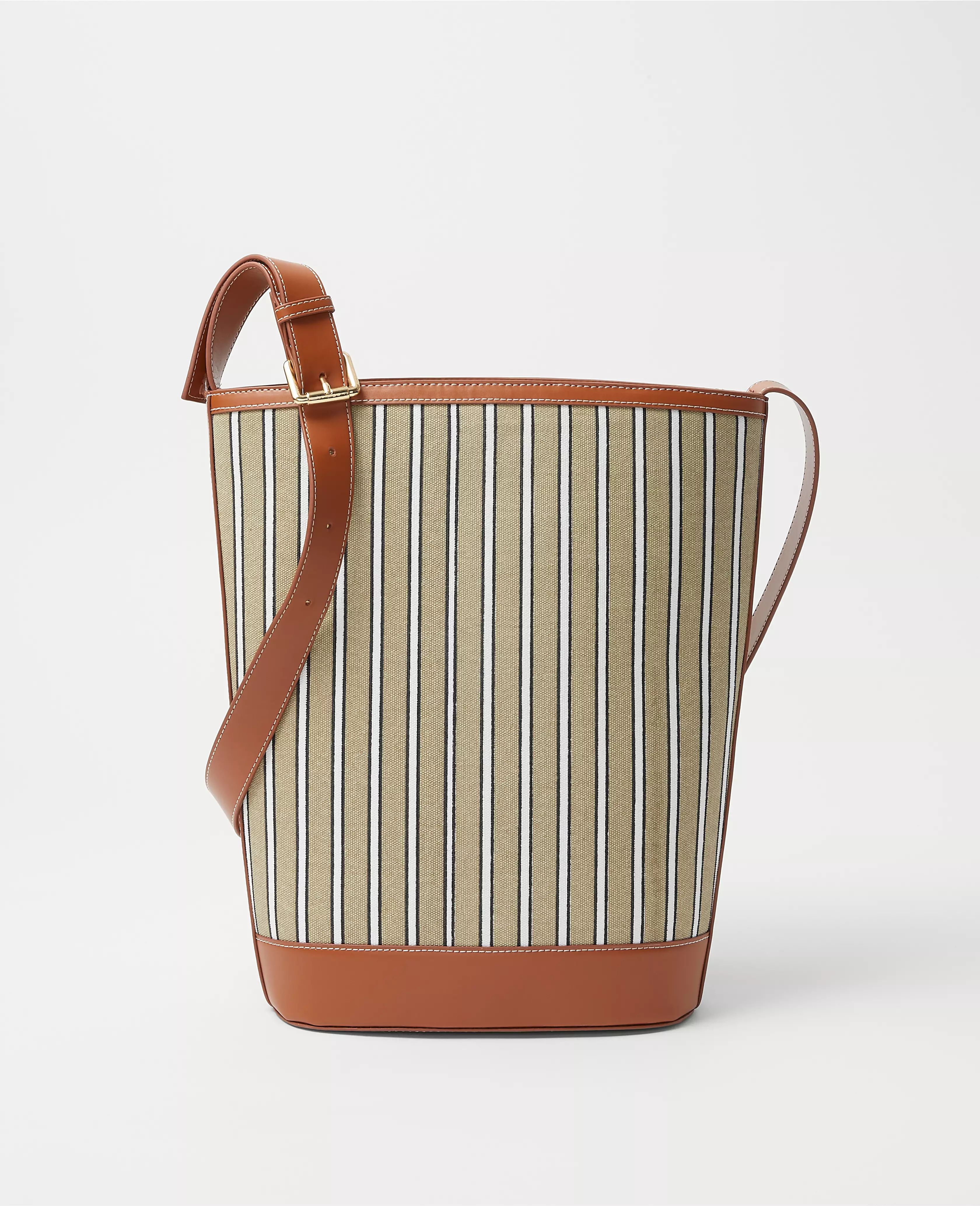 AT Weekend Striped Bucket Bag | Ann Taylor (US)